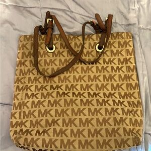 Michael Kors Tan and Brown Logo Tote